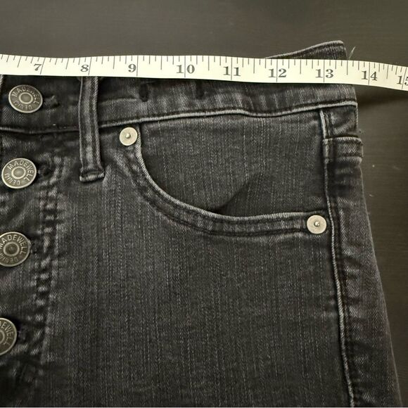 Madewell 9" High-Rise Skinny Ankle Jeans Womens Sz 27 Black Button Fly Raw Hem - Picture 13 of 15